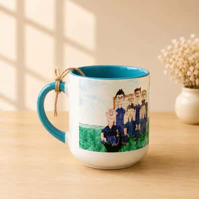 ماگ انحنادار طرح تیم فوتبال آبی (باجعبه)