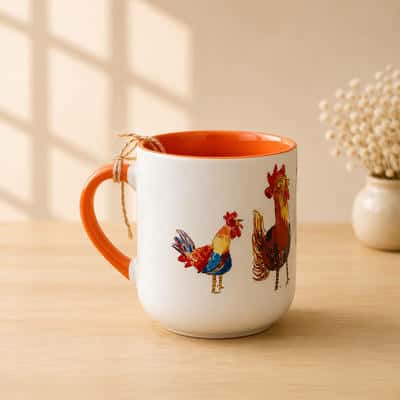 ماگ انحنادار طرح خروس ها (باجعبه)